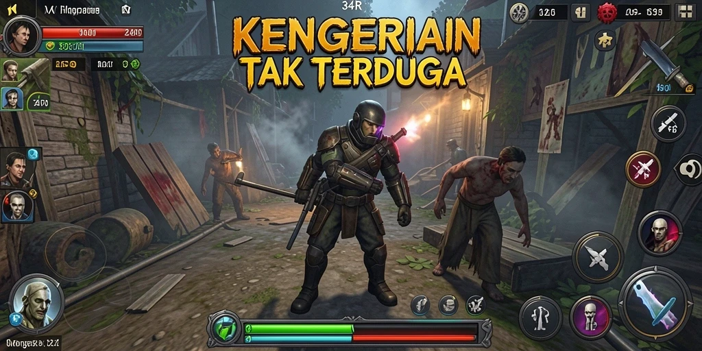 Screenshot menampilkan eksplorasi dalam lingkungan yang gelap dan menakutkan di 34R.