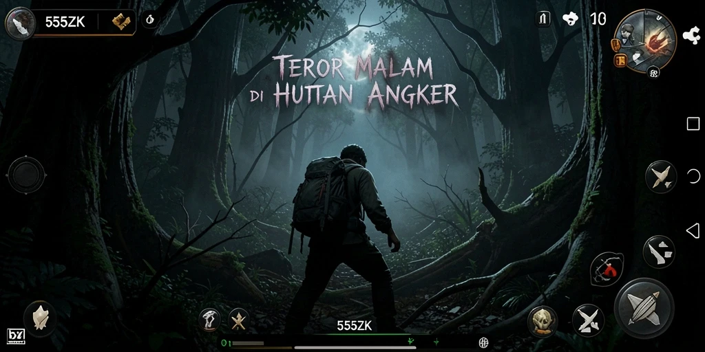 Tampilan gameplay menegangkan di hutan angker 555ZK.