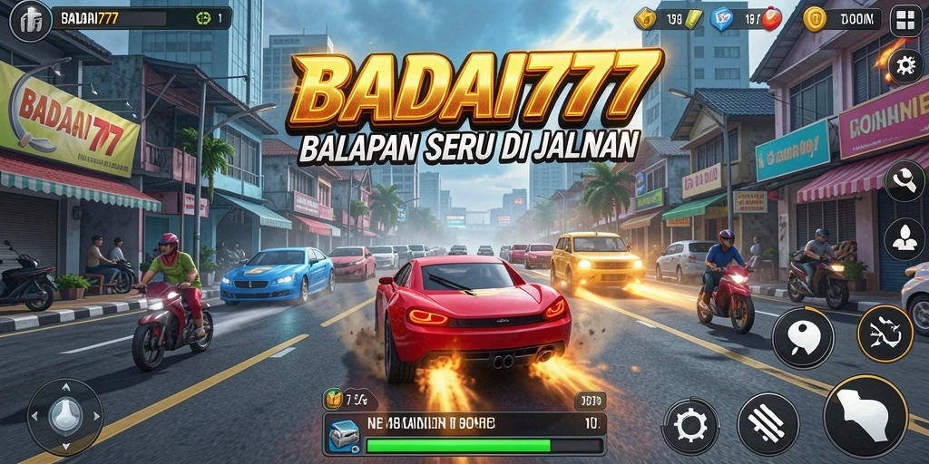 Tampilan mendebarkan dari balapan di BADAI777 dengan mobil melaju kencang.