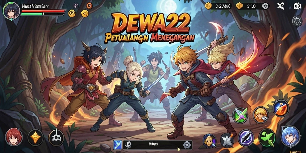 Tangkapan layar gameplay DEWA22 menampilkan aksi karakter anime yang mendebarkan.