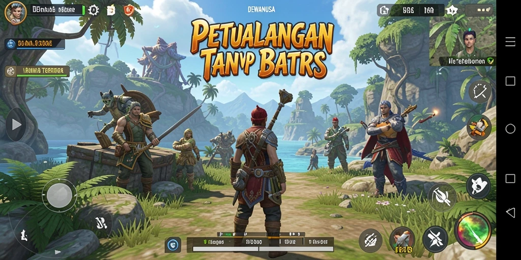 Tangkapan layar DEWANUSA menunjukkan eksplorasi dunia terbuka yang kaya.