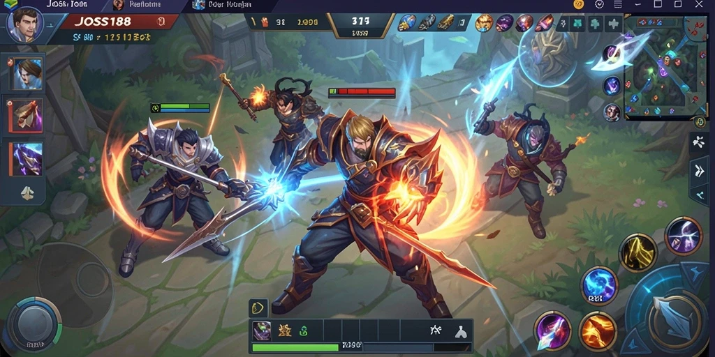 Tangkapan layar utama JOSS188 menampilkan pertarungan epic antar hero MOBA.