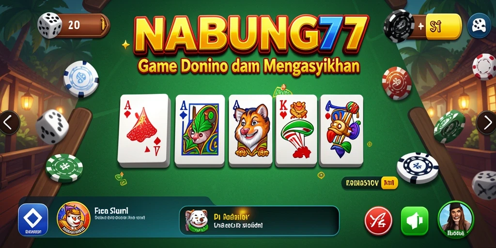Screenshot gameplay NABUNG77 yang menampilkan serunya bermain Domino.