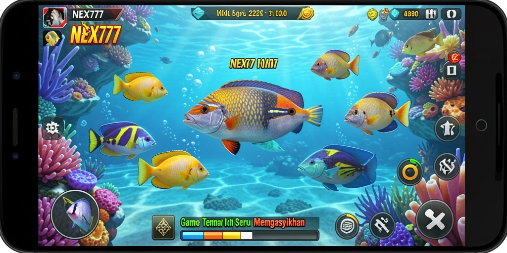 Gameplay seru dalam NEX777 saat berburu ikan besar.