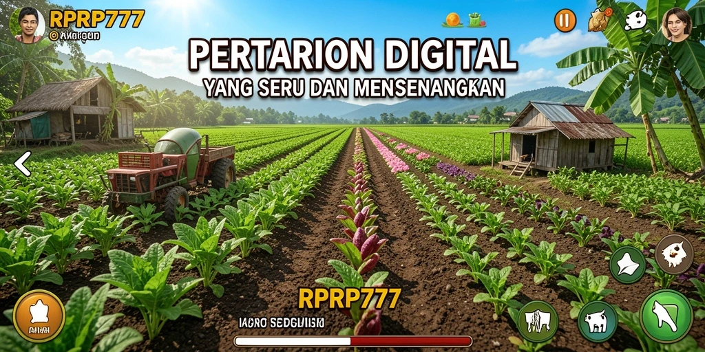 Screenshot utama RPRP777 menampilkan tampilan gameplay pertanian yang seru.