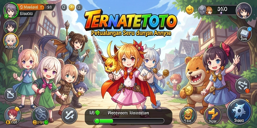 Screenshot gameplay TERNATETOTO dengan karakter anime yang dinamis.