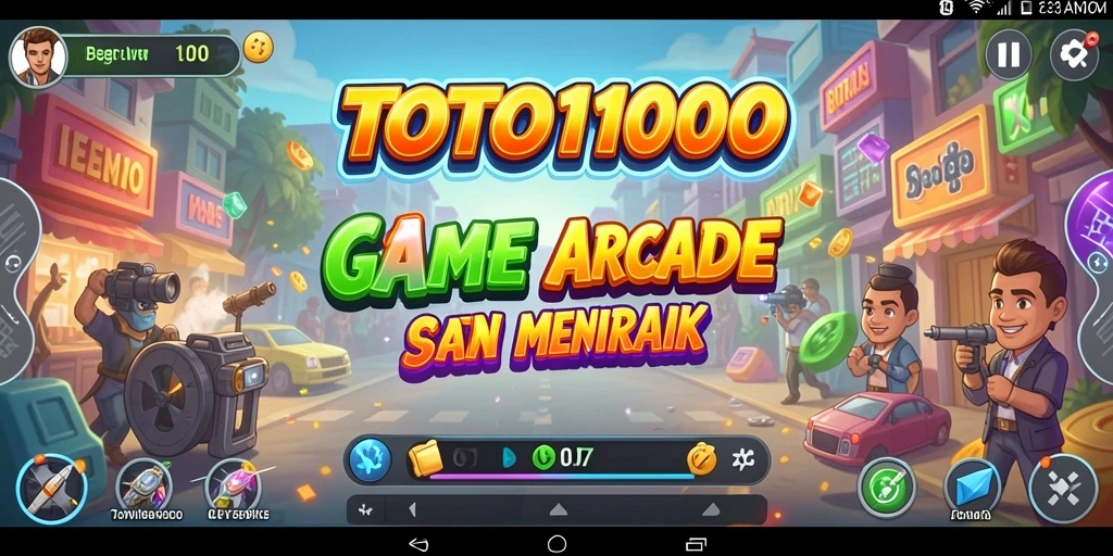 Tangkapan layar utama TOTO1000 menampilkan aksi permainan Arcade yang seru.
