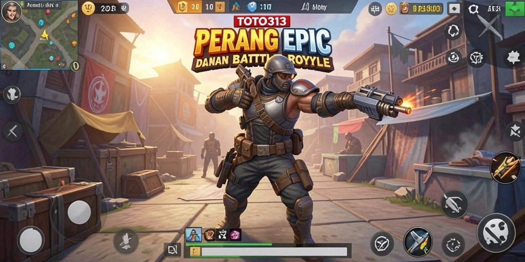 Screenshot dari gameplay TOTO313, menunjukkan aksi Battle Royale yang mendebarkan.